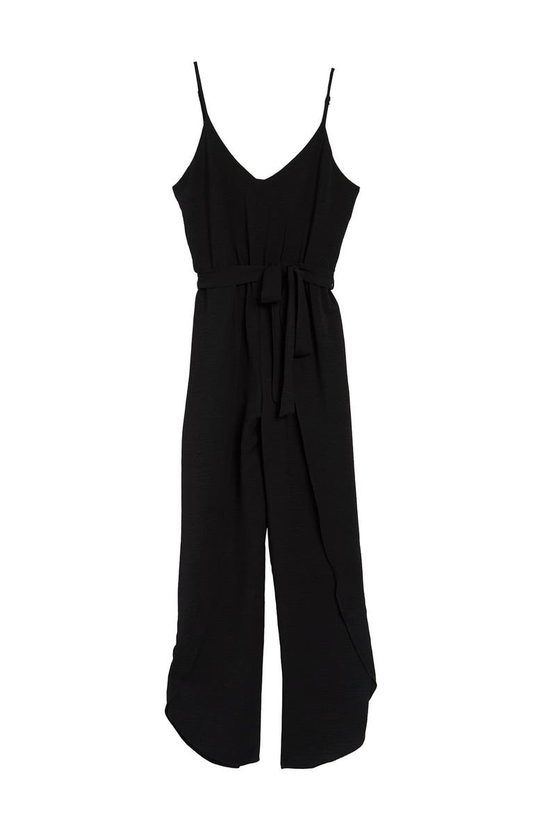 VANITY ROOM Tulip Hem Tie Waist Jumpsuit, Main, color, 