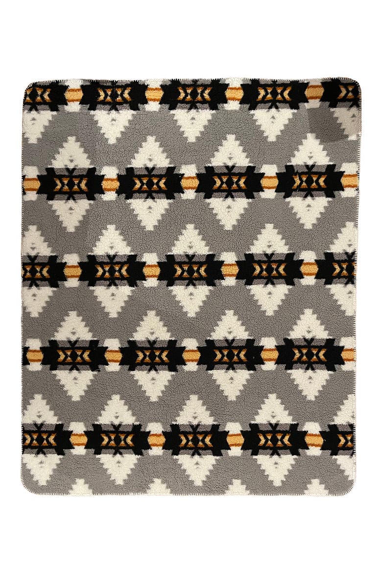 Faux Shearling Throw Blanket, Main, color, GREY PRINT