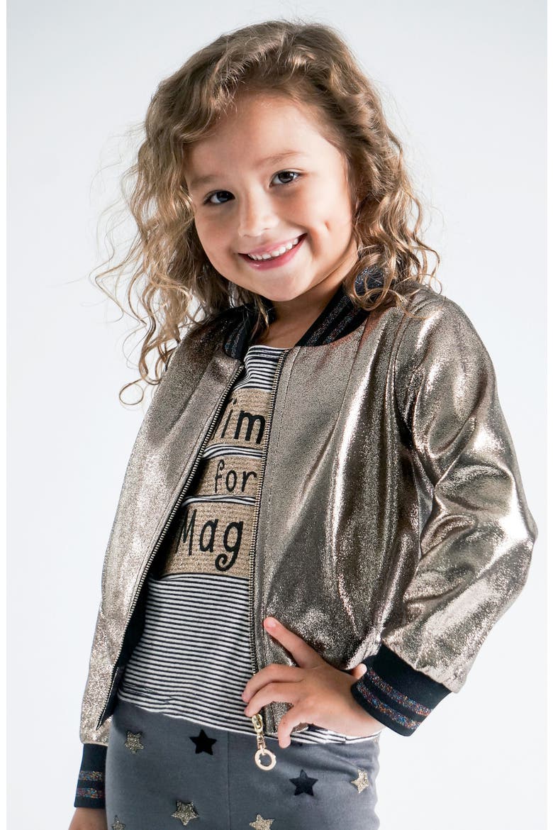 Metallic Bomber Jacket, Alternate, color, GOLD