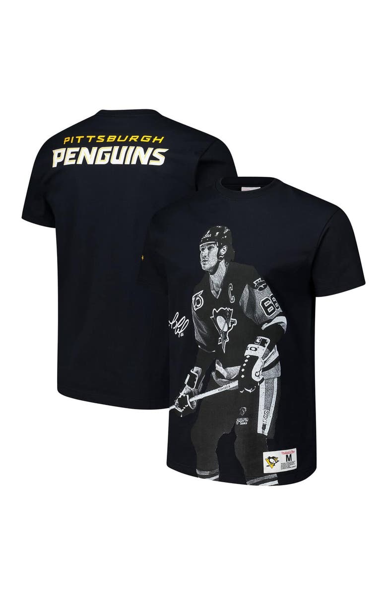 Mitchell & Ness Men's Mitchell & Ness Mario Lemieux Black Pittsburgh Penguins NHL Ultimate Player Vintage Logo T-Shirt, Main, color,
