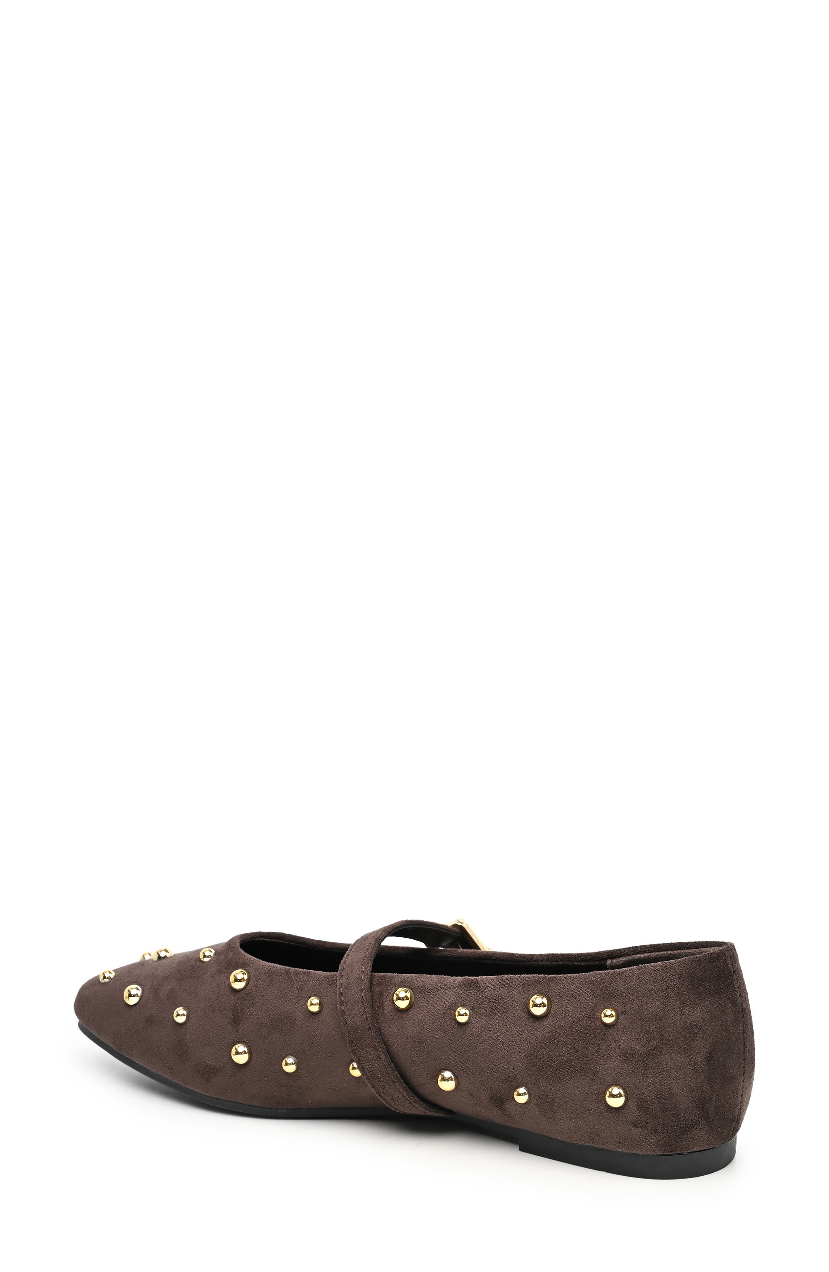 Fiona Studded Mary Jane Flat, Alternate, color, BROWN MICRO
