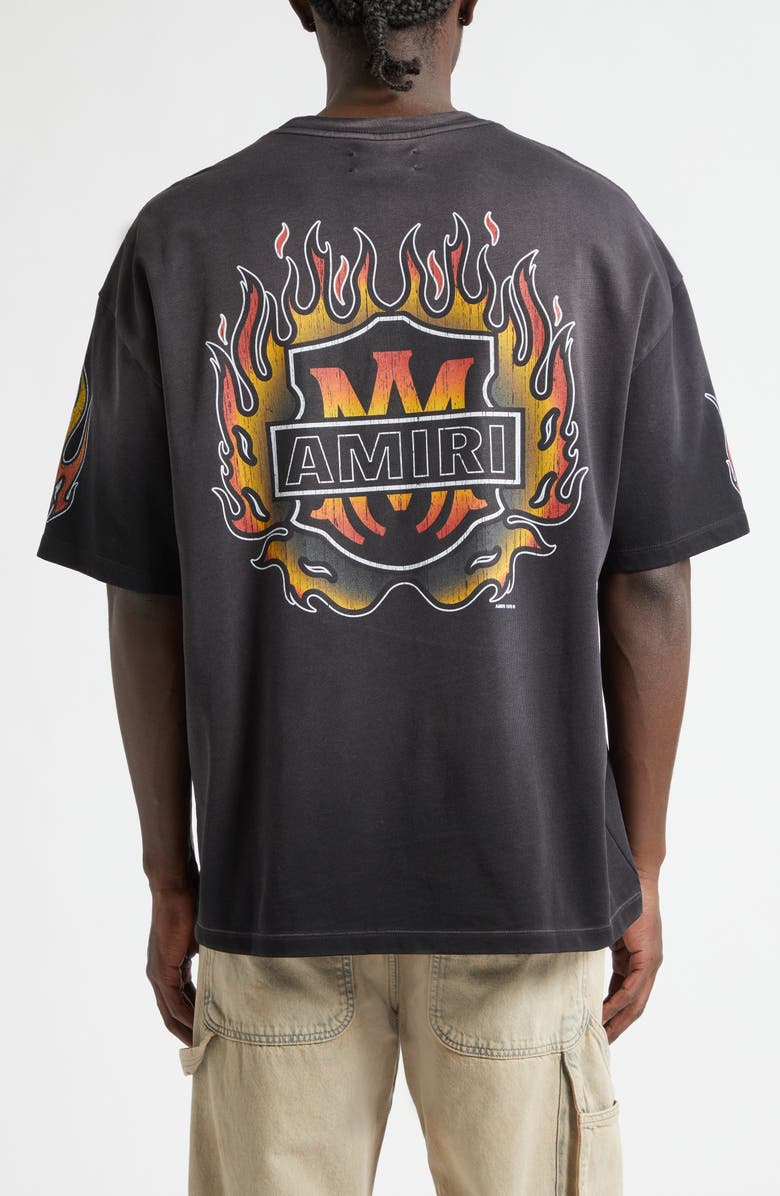 AMIRI Oversize MA Flames Graphic T-Shirt, Alternate, color, Black