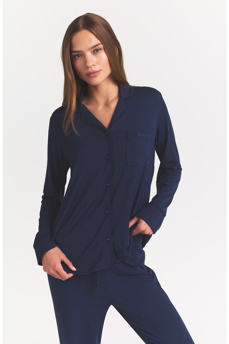 Sleep Piped Pajamas, Alternate, color, NAVY
