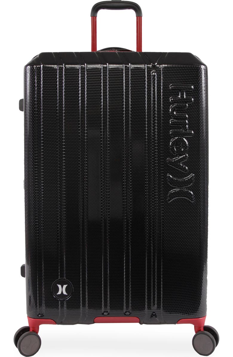 Hurley Swiper 29" Hardshell Spinner Suitcase, Main, color, Black/ Red