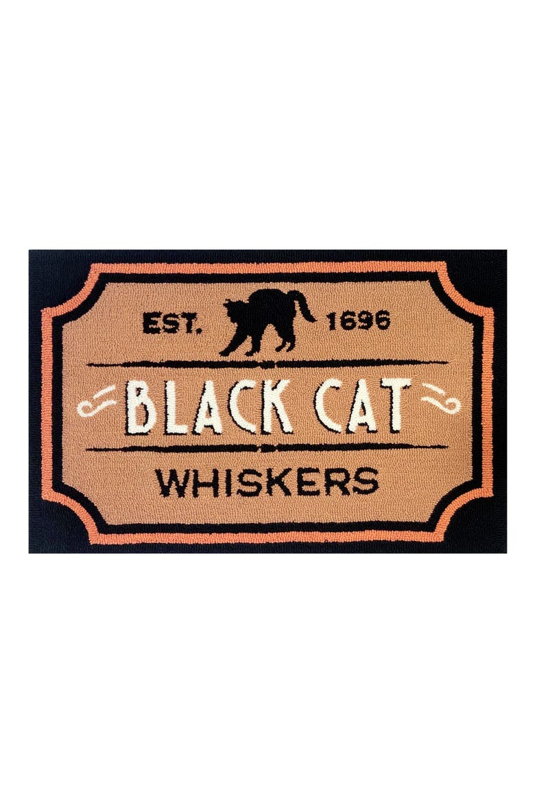 Black Cat Whiskers Doormat, Main, color, TAN/BLACK/ORANG