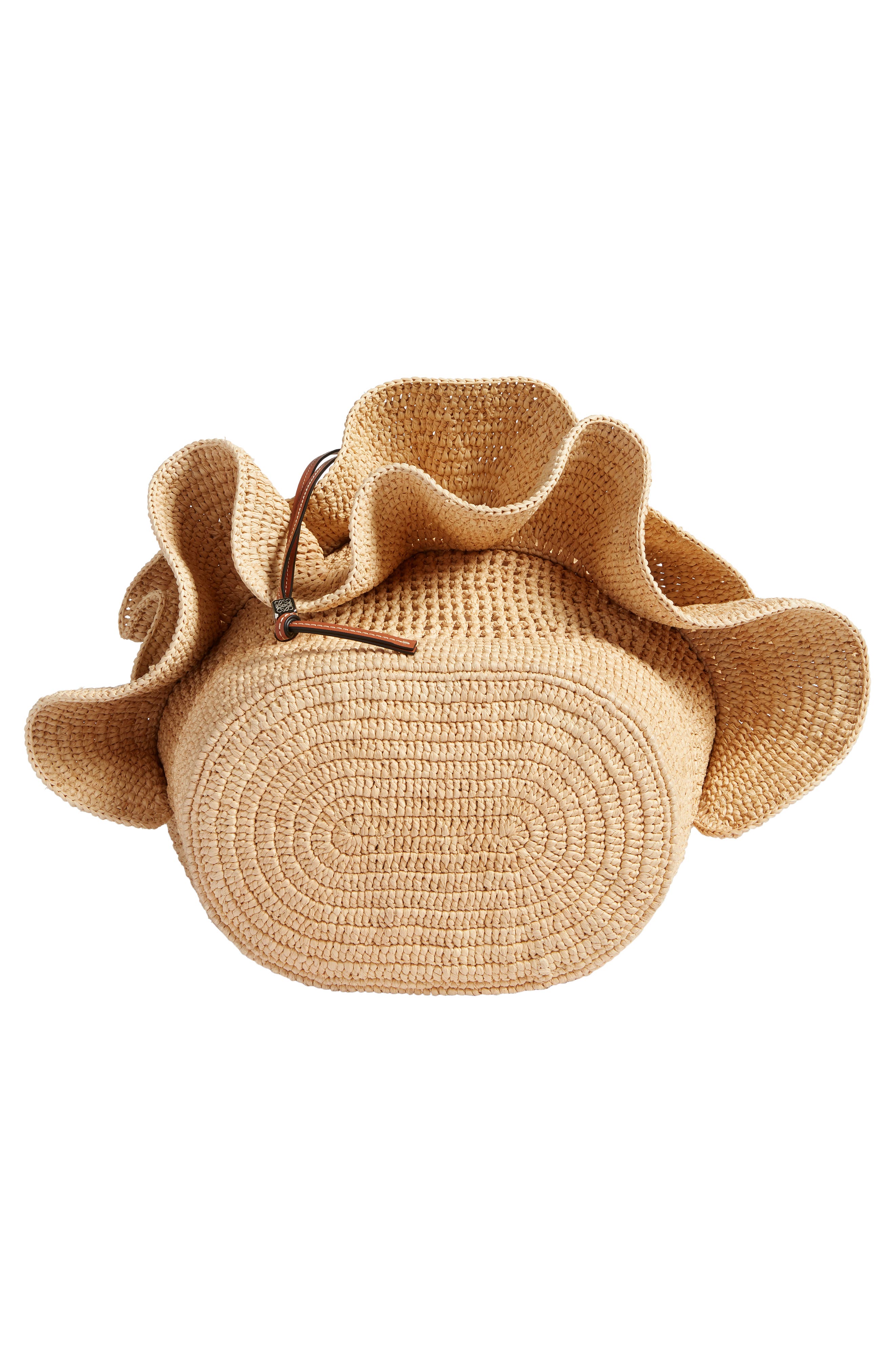 Loewe x Paula's Ibiza Balloon Ruffle Raffia Bucket Bag, Alternate, color, 