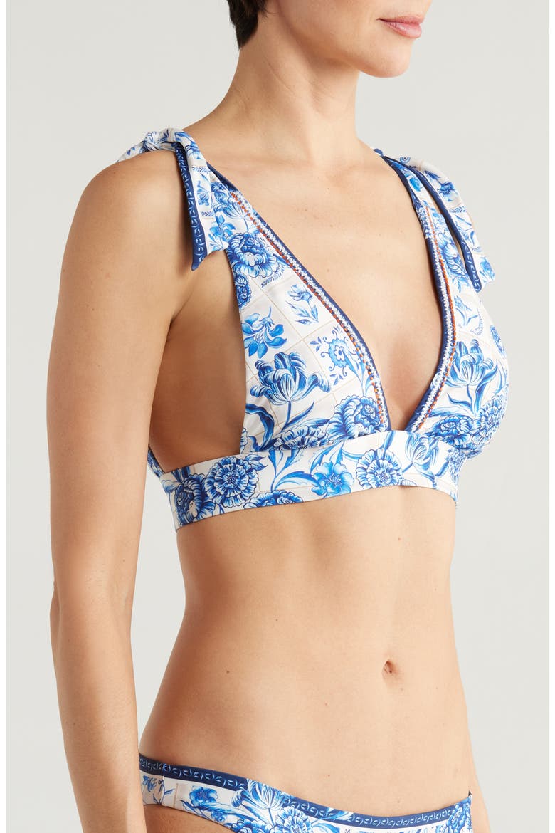 Laurie Azure Tie Strap Bikini Top, Alternate, color, BLUE MULTICOLOR