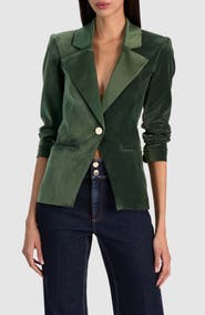 ALICE + OLIVIA Sable Fitted Velvet Blazer