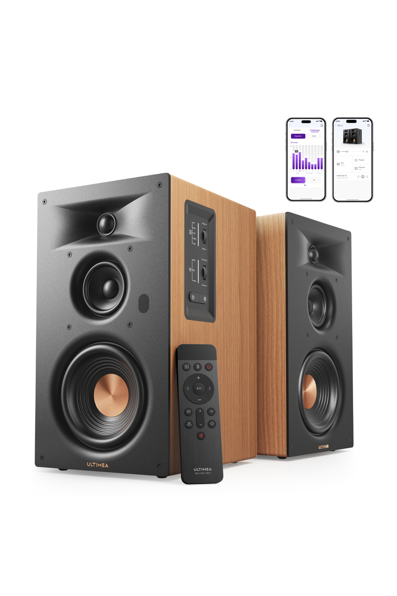 bs-3 3-way bluetooth bookshelf speakers, Main, color, BROWN