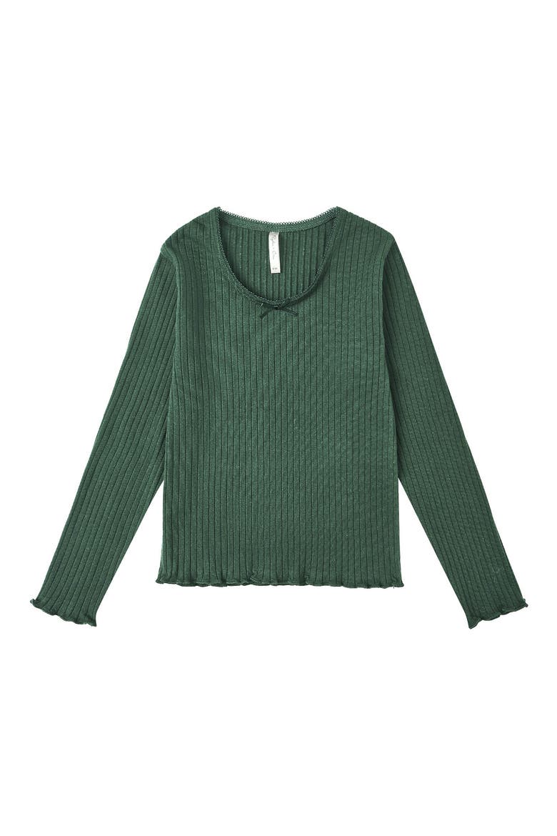 Kids' Ribbed Long Sleeve Tee, Main, color, GREEN
