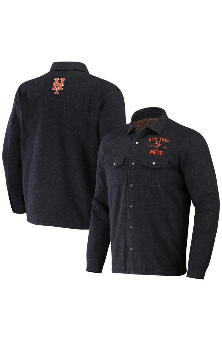 Darius Rucker Collection by Fanatics Men's Darius Rucker Collection by Fanatics Black New York Mets Ringstop Full-Snap Shacket, Main, color, Charcoal