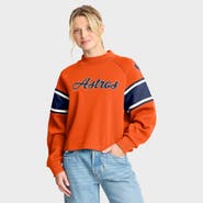 FANATICS Women's Fanatics Orange Houston Astros Oversized Toss Sweep Raglan Pullover Sweatshirt