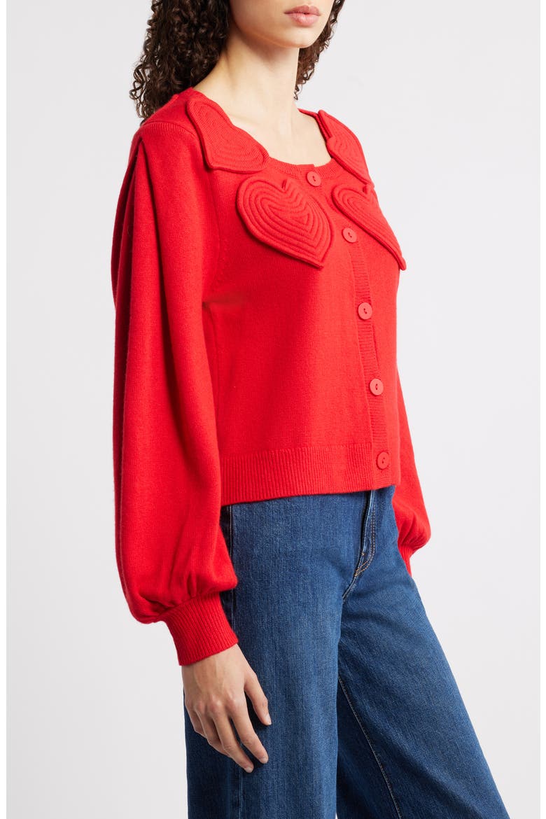 Red Heartful Knit Cardigan, Alternate, color, RED