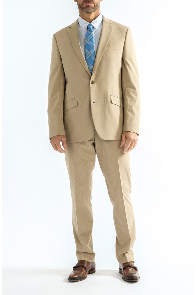 Hoxton Tick Weave Stretch Suit, Main, color, TAN
