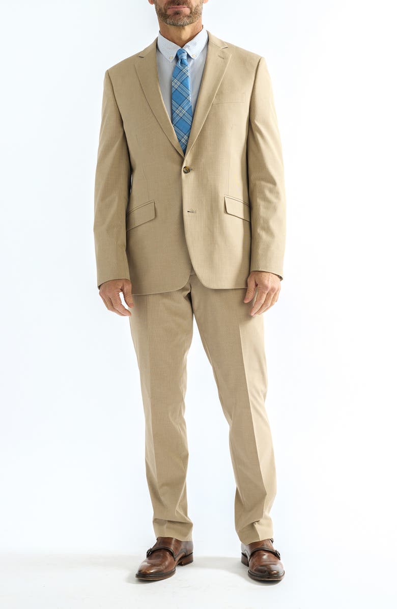 SAVILE ROW CO Hoxton Tick Weave Stretch Suit, Main, color, Tan