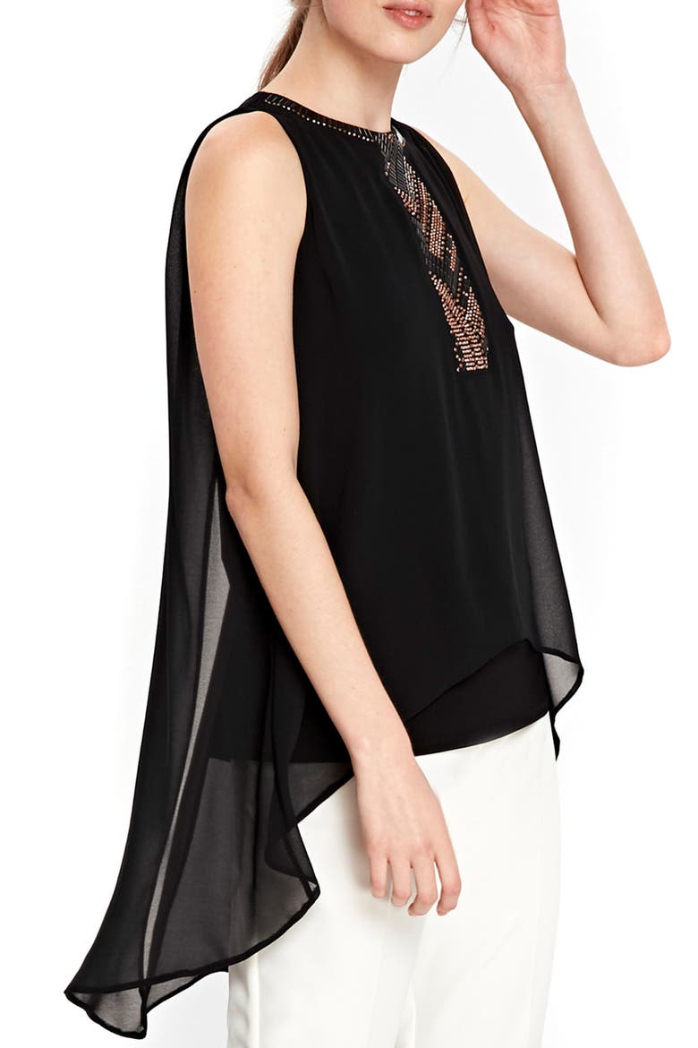 Embellished Overlay Top, Alternate, color, BLACK
