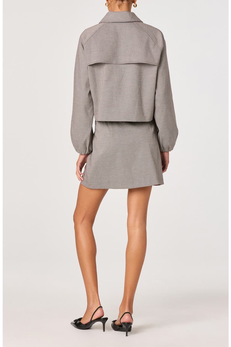 Pleated Houndstooth Wrap Miniskirt, Alternate, color, BLACK HOUNDSTOOTH