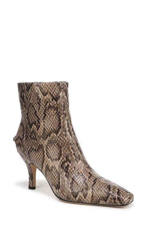 Laura Snakeskin Embossed Snip Toe Bootie (Women)
