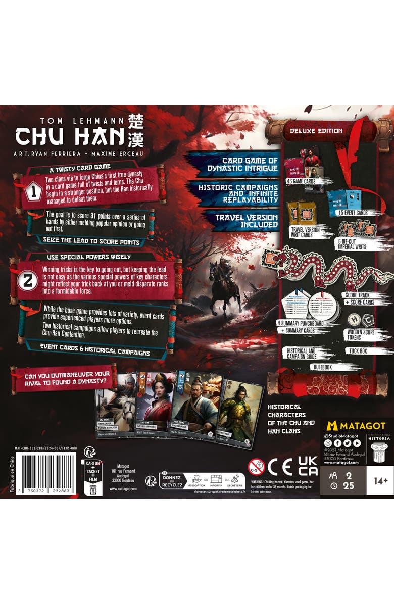 Matagot Chu Han Strategy Card Game, Area Control Deckbuilder, Ages 12+, Alternate, color, Multicolored