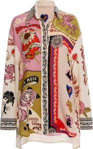 Agua Bendita Anastasia Matches Long Sleeve Cotton Cover-Up Shirt