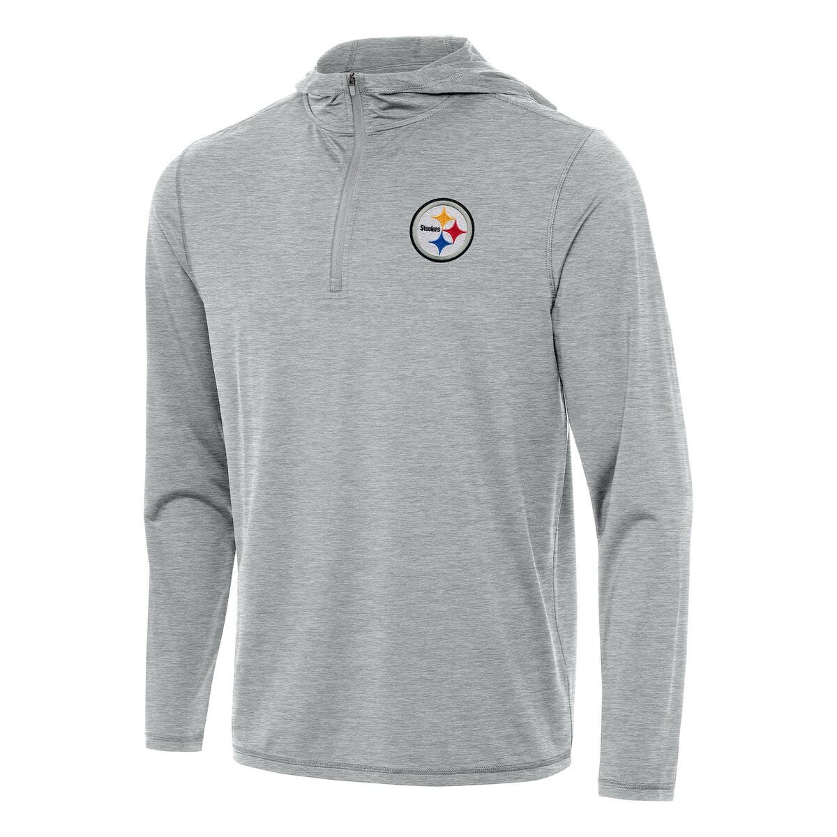Antigua Heather Gray Pittsburgh Steelers  Tidy Quarter-zip Pullover Hoodie