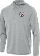 ANTIGUA Men's Antigua Heather Gray Pittsburgh Steelers  Tidy Quarter-Zip Pullover Hoodie