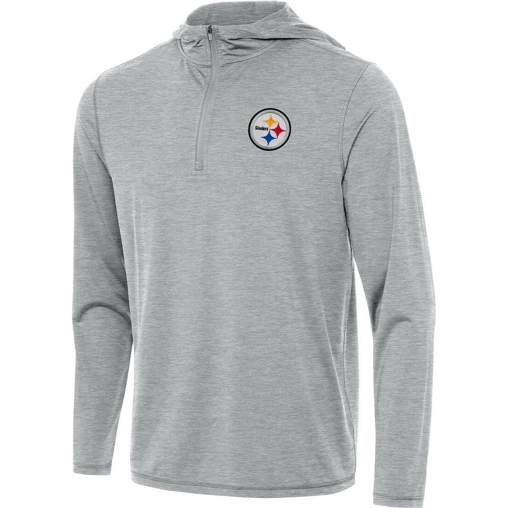 Antigua Heather Gray Pittsburgh Steelers Tidy Quarter-zip Pullover Hoodie
