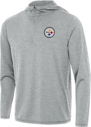 ANTIGUA Men's Antigua Heather Gray Pittsburgh Steelers Tidy Quarter-Zip Pullover Hoodie
