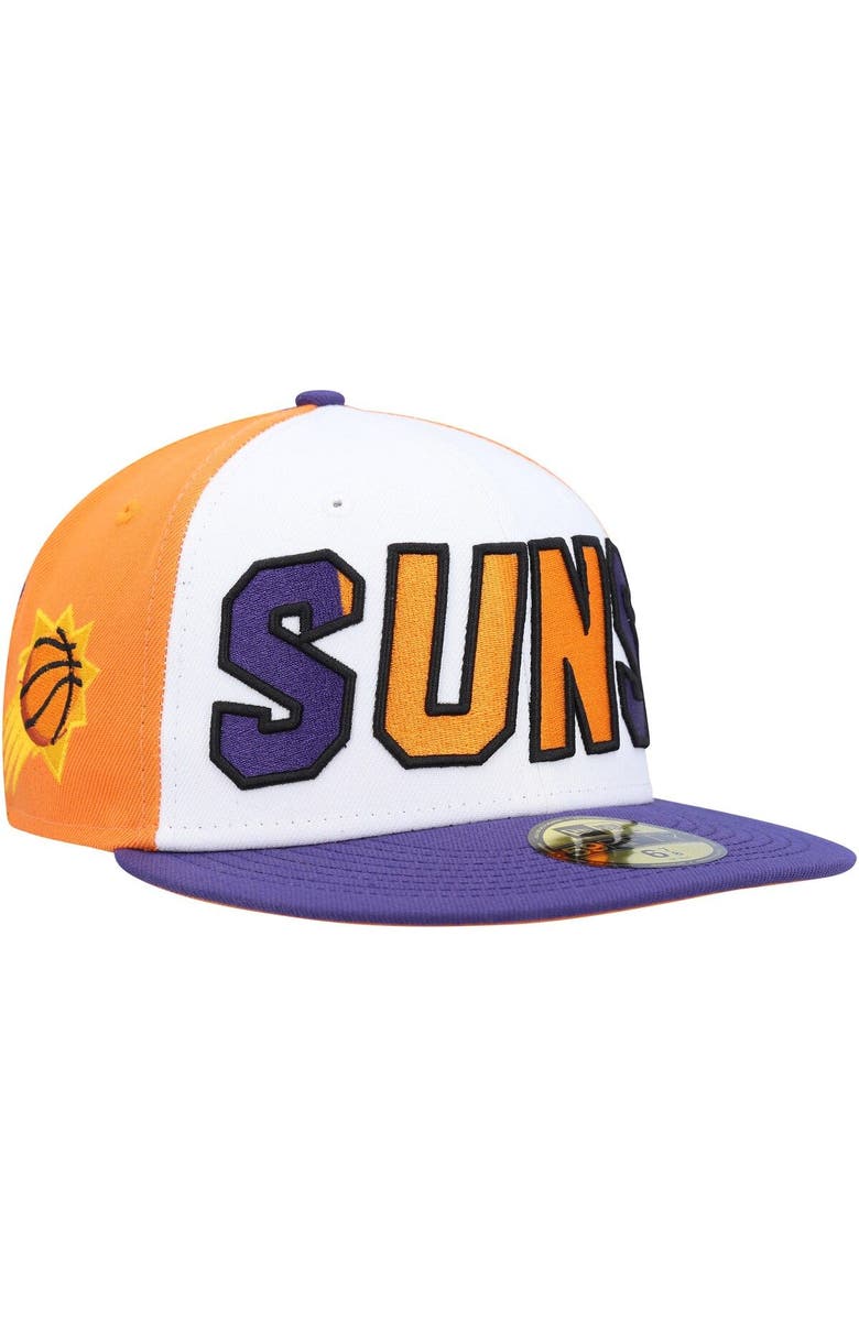 New Era Men's New Era White/Purple Phoenix Suns Back Half 9FIFTY Fitted Hat, Main, color, White