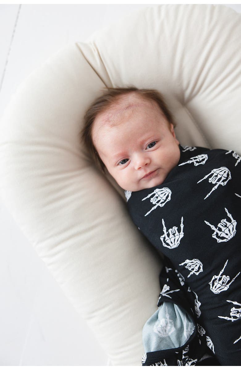 Charlie Lou Baby<sup>®</sup> Rock N' Skull Stretchy Swaddle, Alternate, color, Black