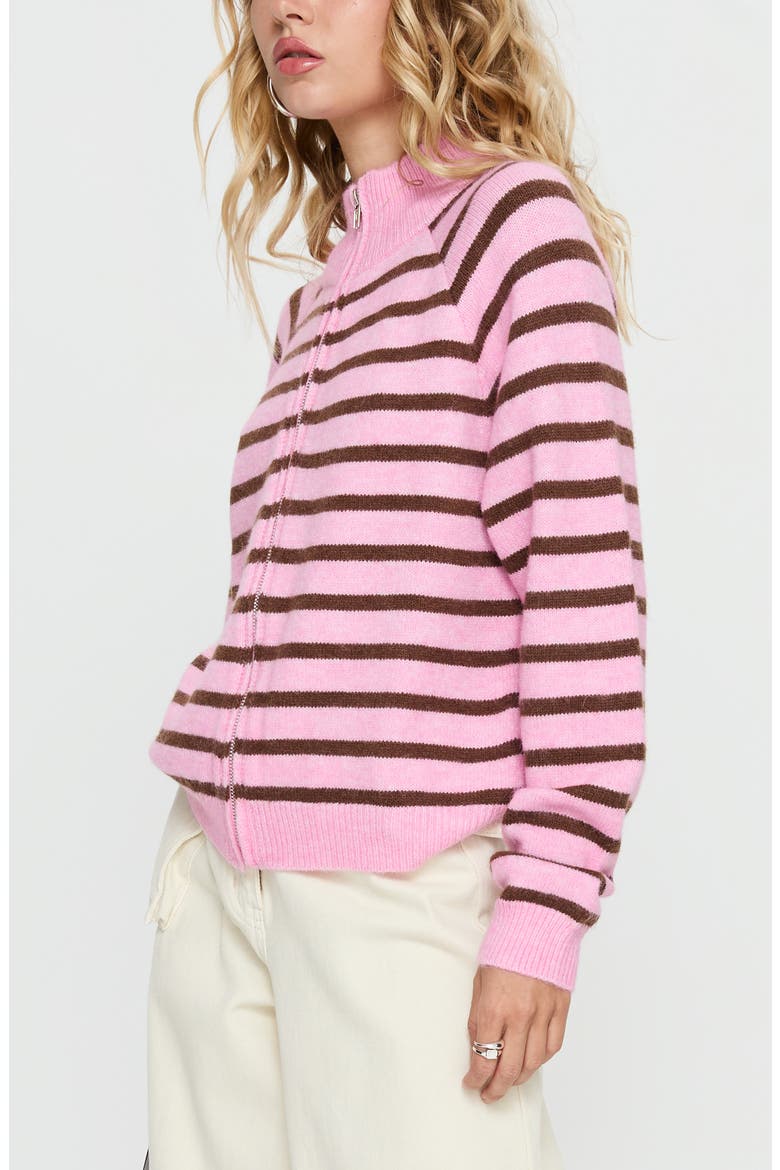 Kaylei Front Zip Cardigan, Alternate, color, PINK STRIPE