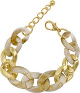 Adornia 14K Yellow Gold Water Resistant Chain & Resin Link Bracelet