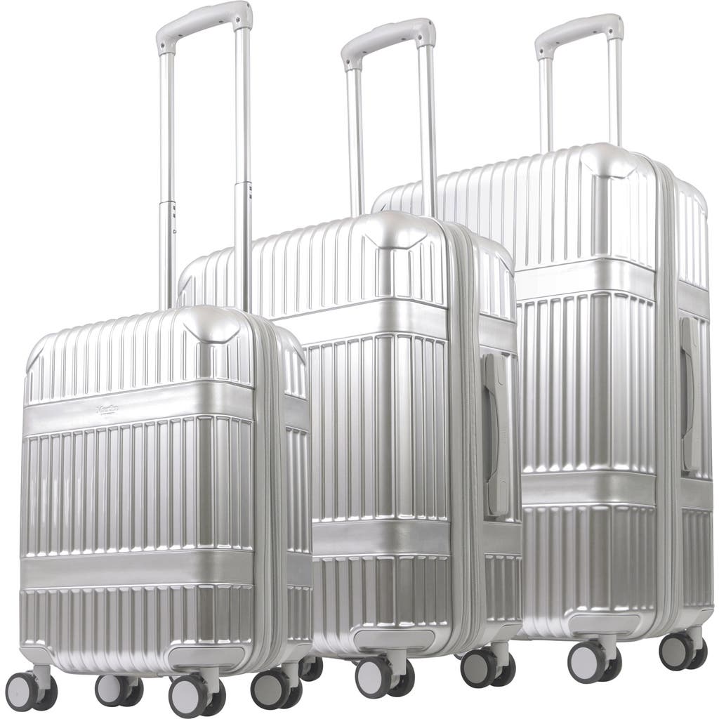 Martha Stewart The Bedford 3-piece Hardcase Luggage Set In Silver