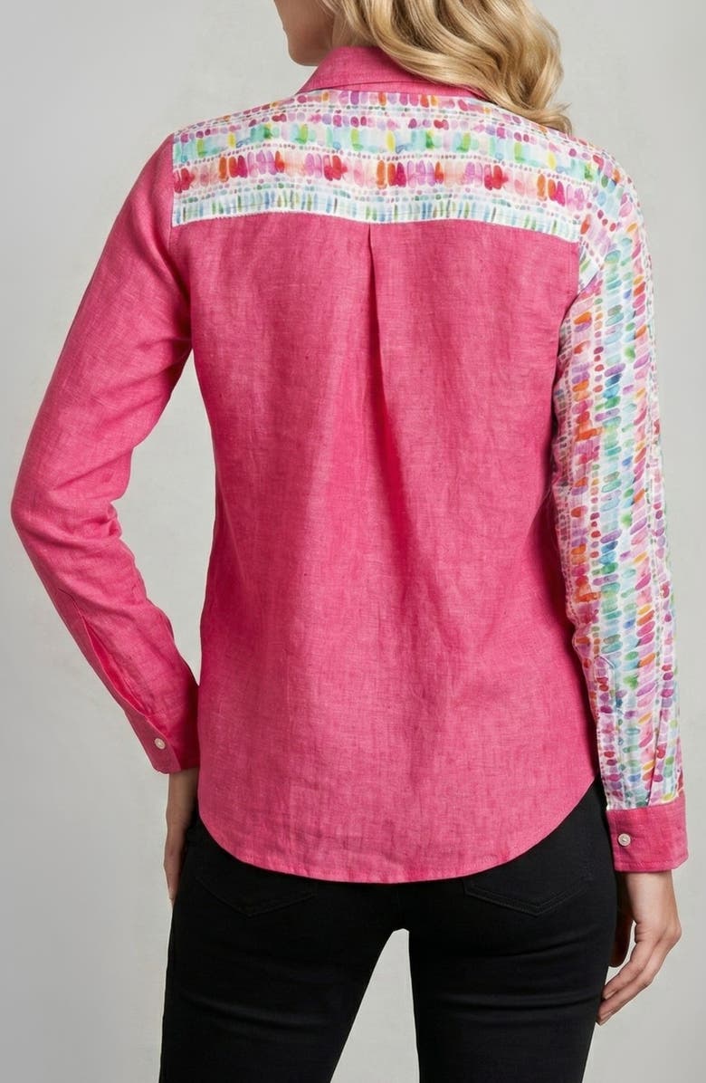 APNY Colorblock Linen Button-Up Shirt, Alternate, color, 