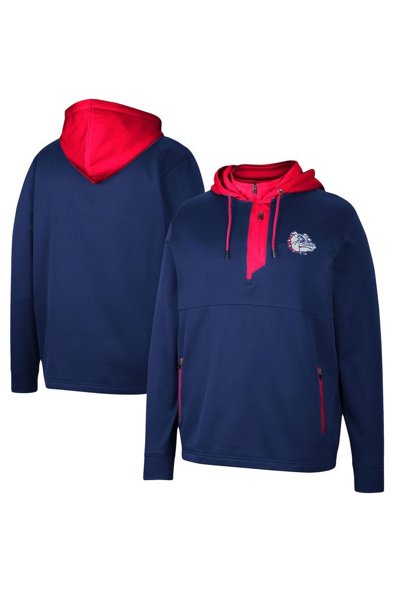 Men's Colosseum Navy Gonzaga Bulldogs Luge 3.0 Quarter-Zip Hoodie, Main, color, Navy