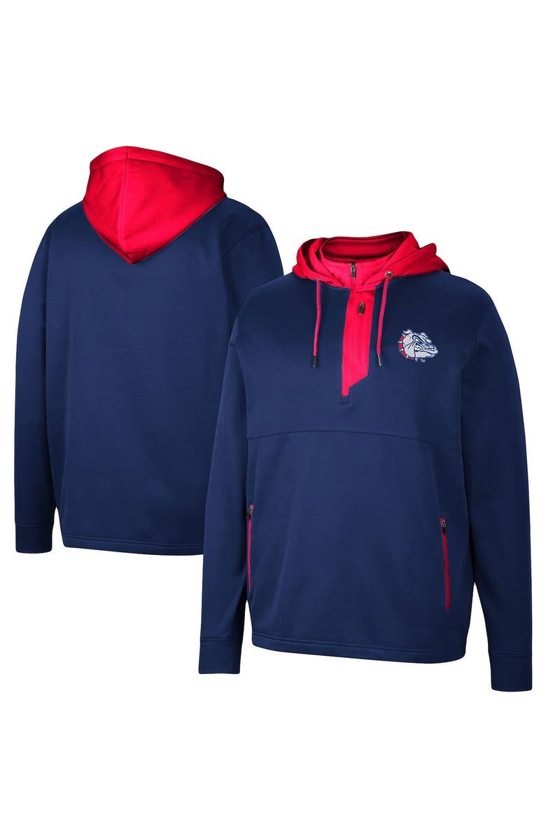 COLOSSEUM Men's Colosseum Navy Gonzaga Bulldogs Luge 3.0 Quarter-Zip Hoodie, Main, color, Navy