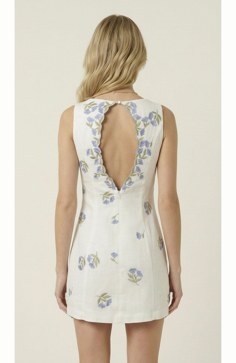 Modenaire Floral Embroidered Open Back Mini Dress, Alternate, color, White / Floral