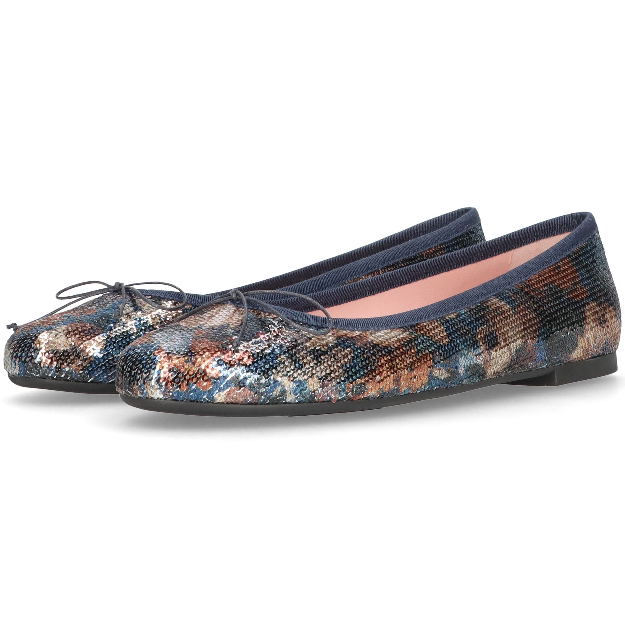 Pretty Ballerinas Round toe textile ballet flat, Alternate, color, Blue And Tan