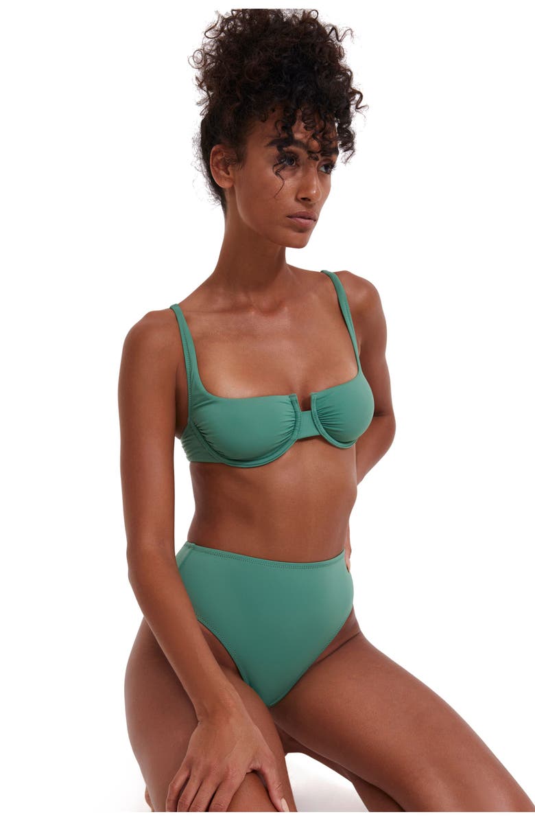Flirtt Gottex Solid Underwire Bikini Top, Main, color, Green