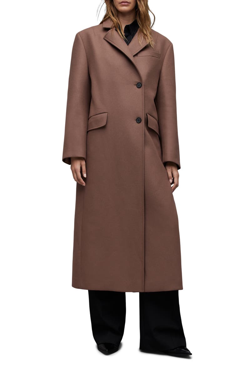 James Wool Blend Longline Coat, Main, color, CHESTNUT BROWN