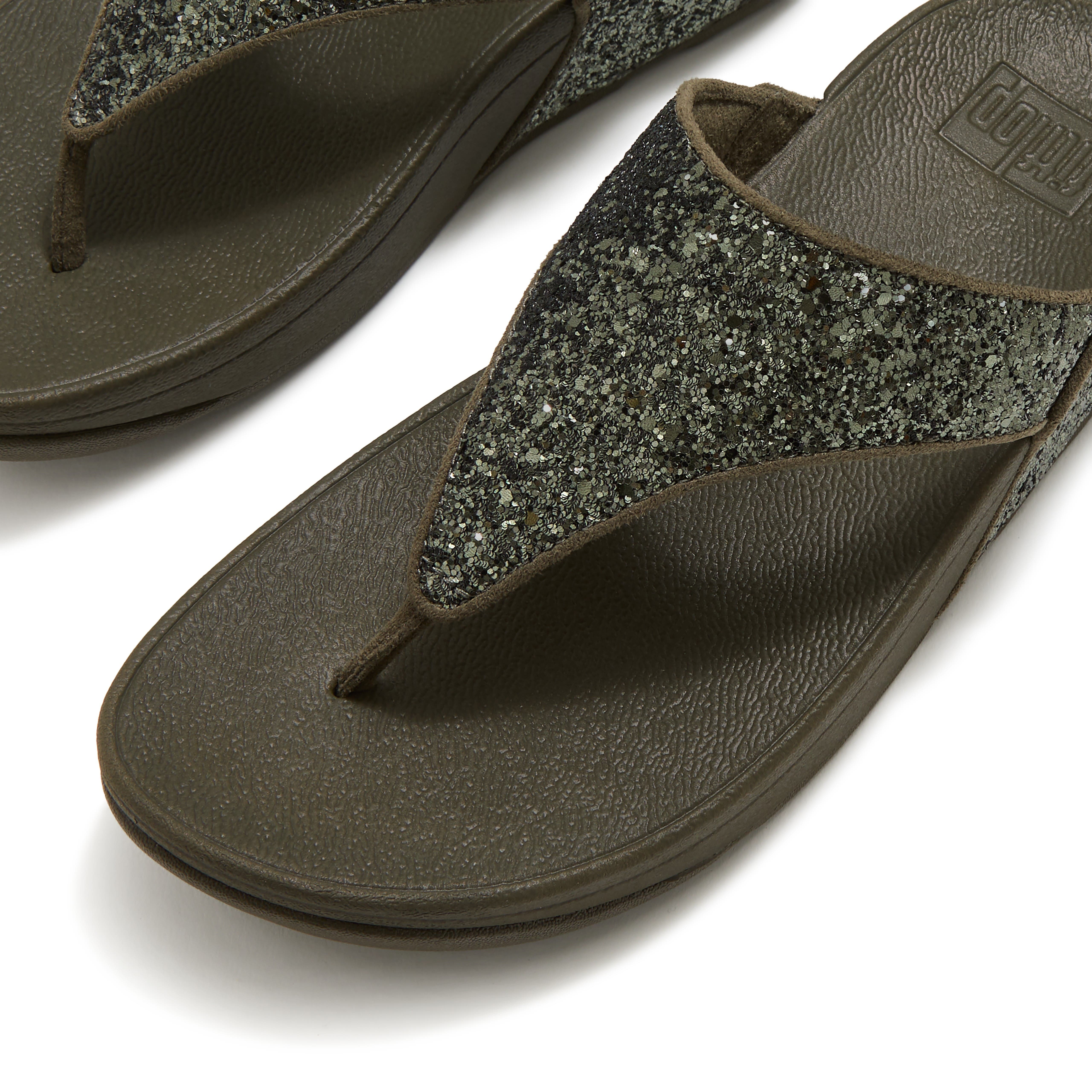 Lulu Multi Tonal Glitter Toe Post Sandals, Alternate, color, Deep Olive