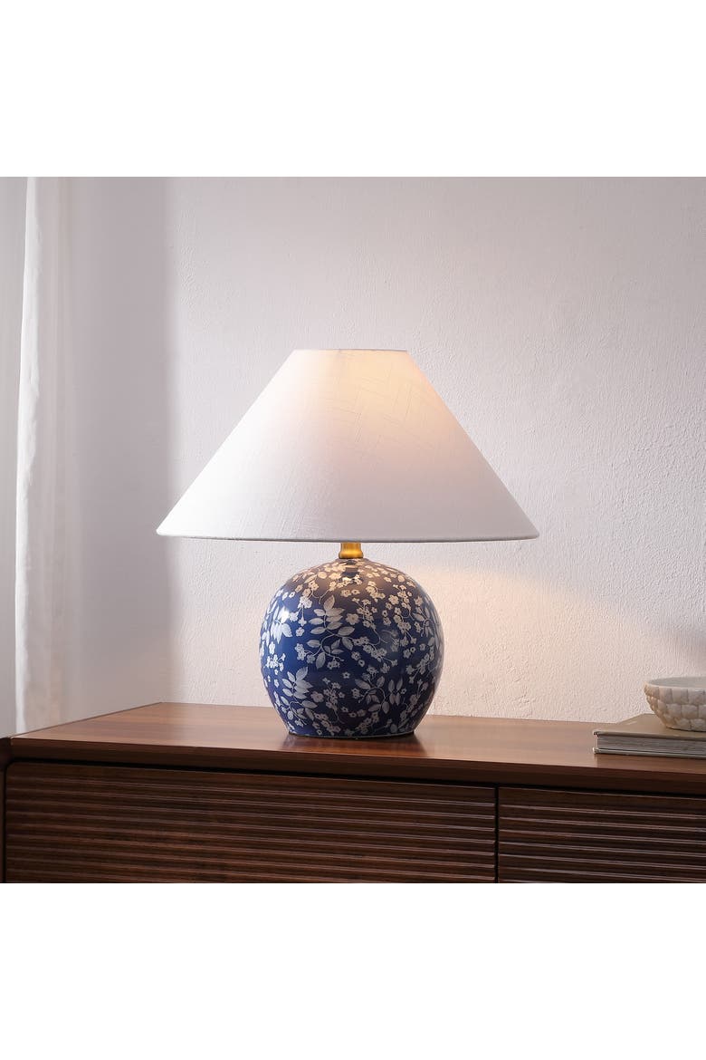 Felice Cottage Floral Ceramic Globe LED Table Lamp, Alternate, color, Blue/White