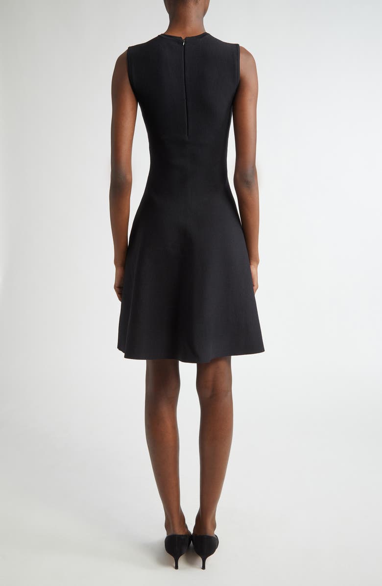 Lela Rose Penelope Floral Raffia Embroidered Knit Fit & Flare Dress, Alternate, color, Black