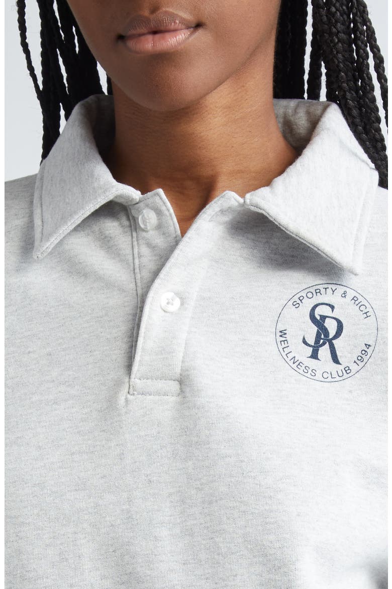 Long Sleeve Crop Polo Sweatshirt, Alternate, color, HEATHER GRAY