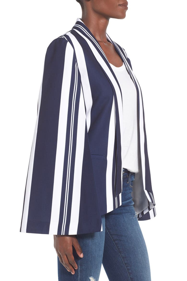 Stripe Cape Blazer, Alternate, color, NAVY