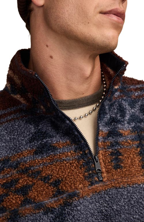 Lucky Brand Faux Shearling Quarter Zip Jacket In Multi