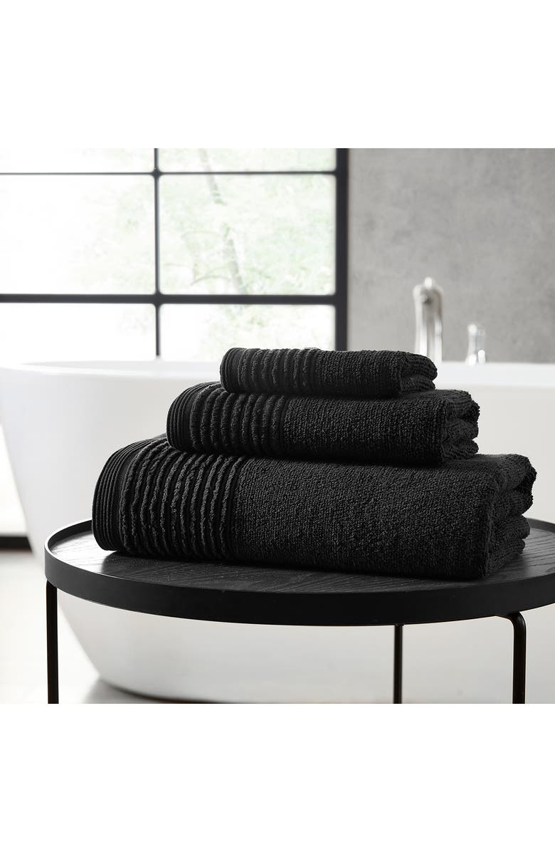 Vera Wang Sculpted Pleat 6-Piece Bath Towel, Hand Towel & Washcloth Set, Alternate, color, Black