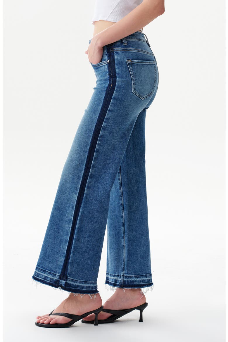 Two-Tone Splice Mid Rise Wide Leg Jeans, Alternate, color, TRAPPIST-1E