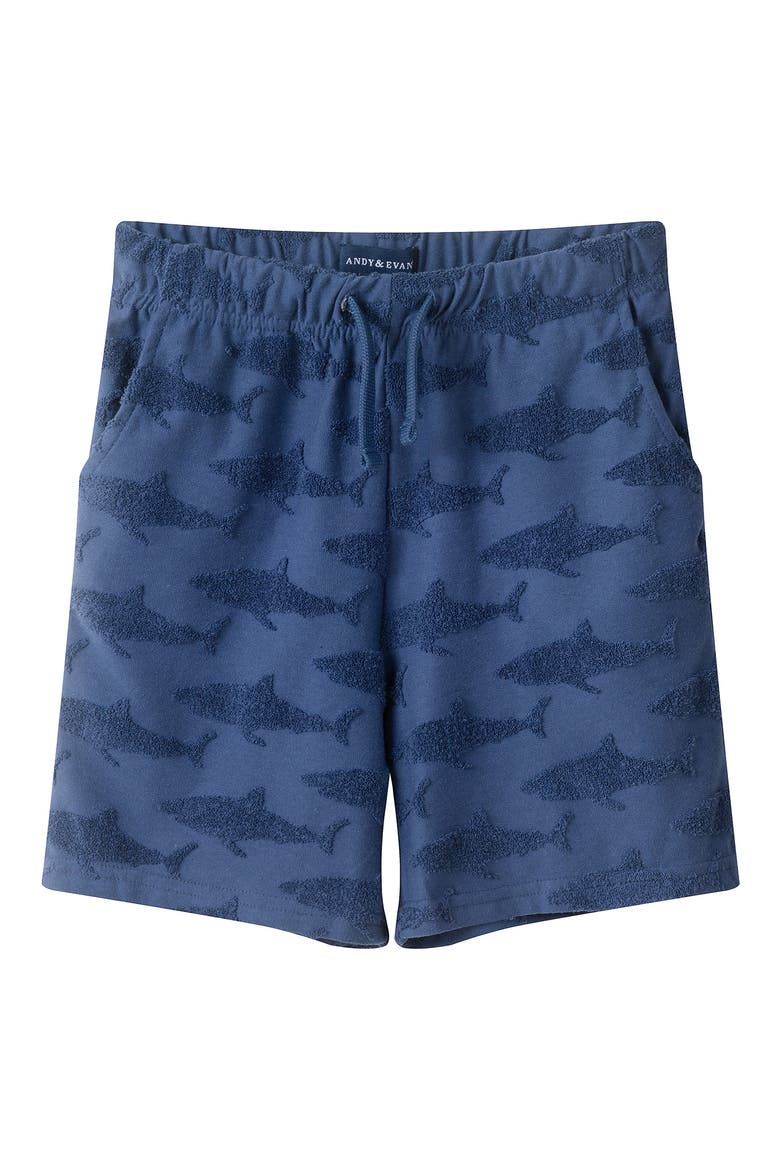 Kids' Terry Button-Down Shirt & Shorts Set, Alternate, color, NAVY