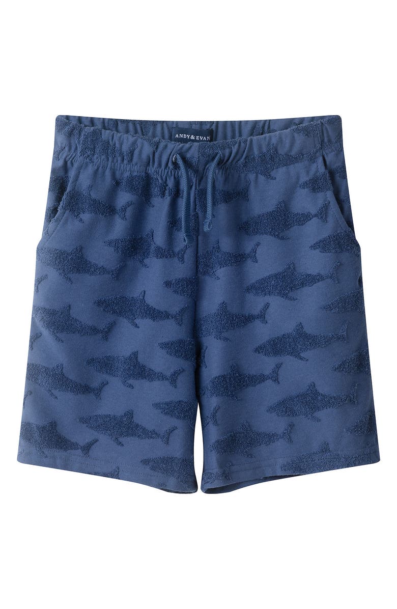 Andy & Evan Kids' Terry Button-Down Shirt & Shorts Set, Alternate, color, Navy